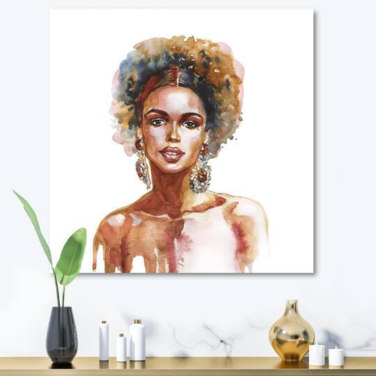 Designart - Portrait of African American Woman V - Modern Canvas Wall Art Print